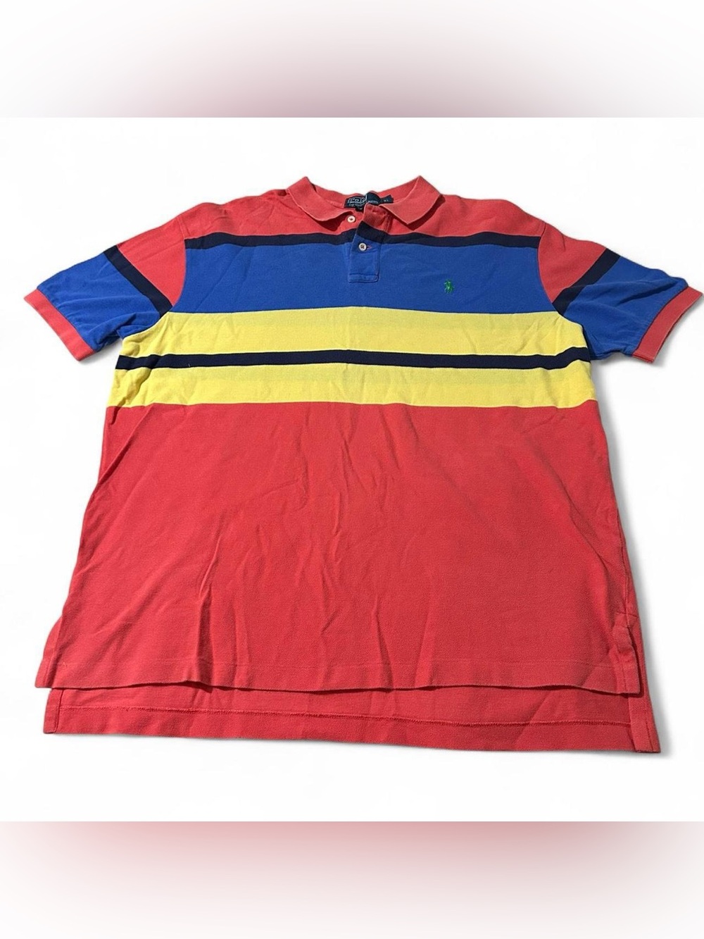 Vintage 90s Polo Ralph Lauren Multicolor Striped Preppy Polo Size XL